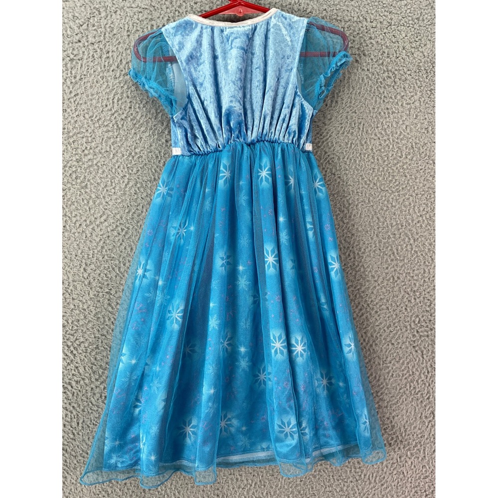 Disney Frozen Elsa Olaf Nightgown Girls 3T Blue Snowflake Mesh Gown Princess - Picture 4 of 6
